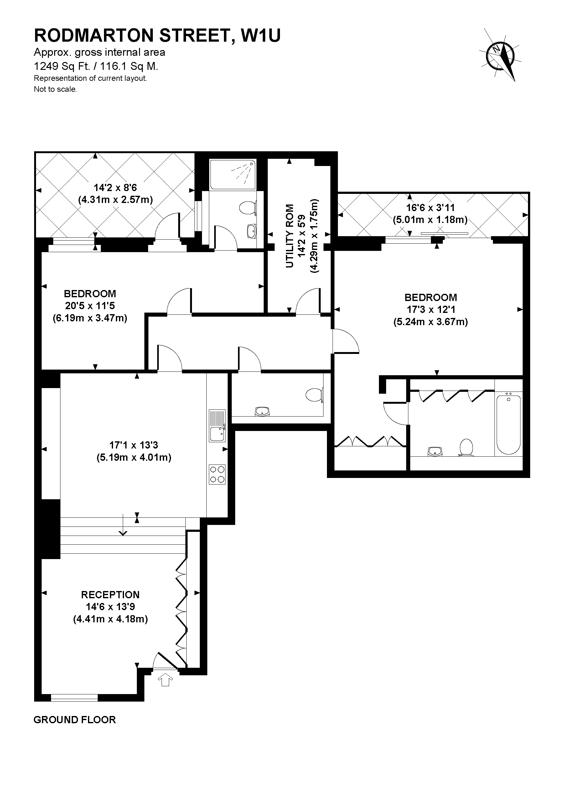 2 Bedrooms Flat to rent in Rodmarton Street, London W1U