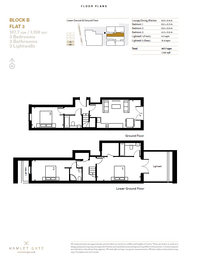 Hamlet Gate, High Road, East Finchley, London N2, 3 bedroom flat for