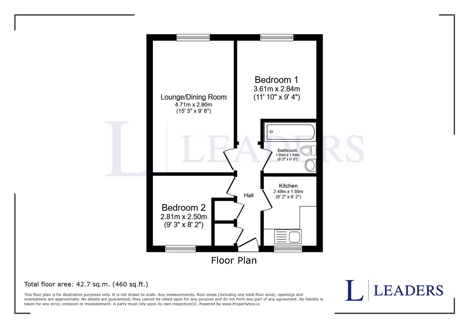 Flat 16,, Cunningham Court, Southsea floorplan