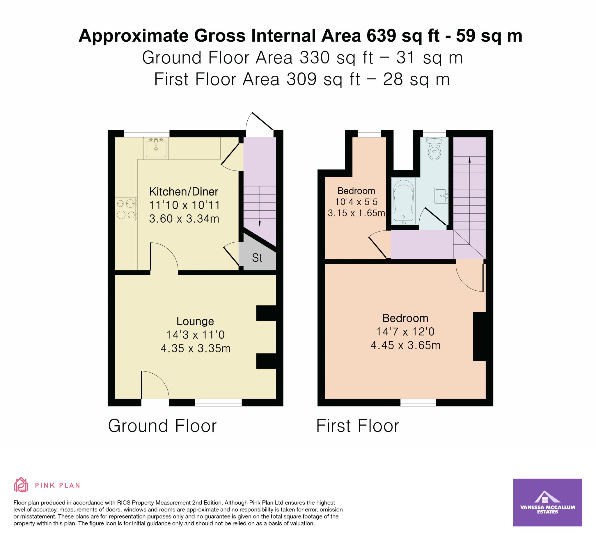 44 Station Road, Welham Green floorplan