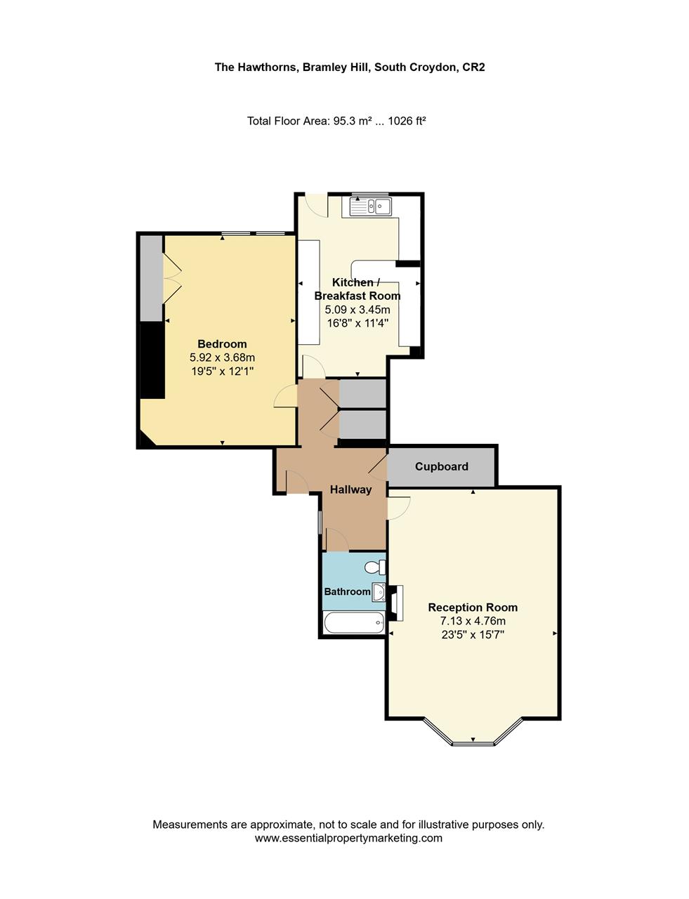 Flat 5 Hawthorns, 26, Bramley Hill, South Croydon floorplan
