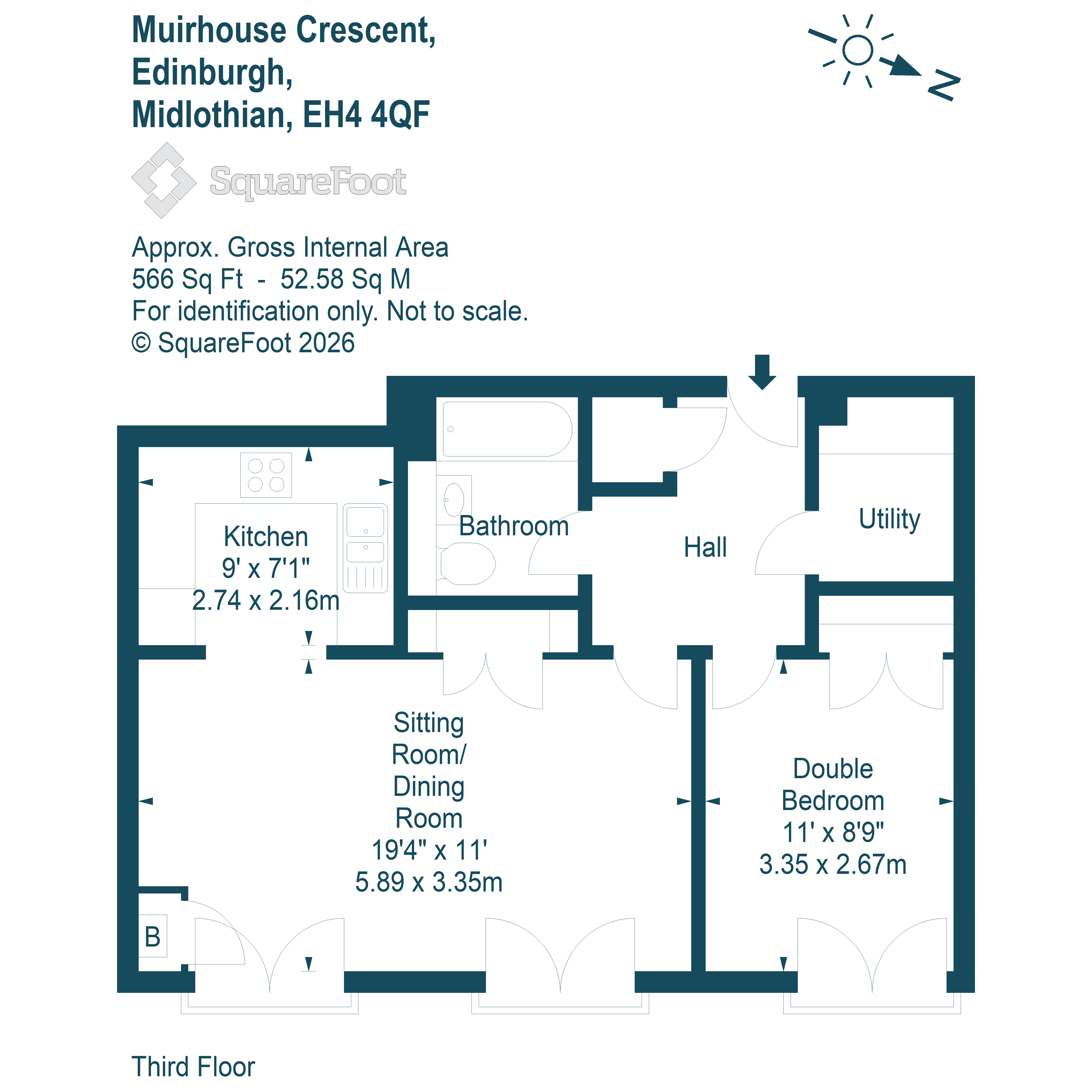 Flat 14, 7, Muirhouse Crescent, Edinburgh floorplan