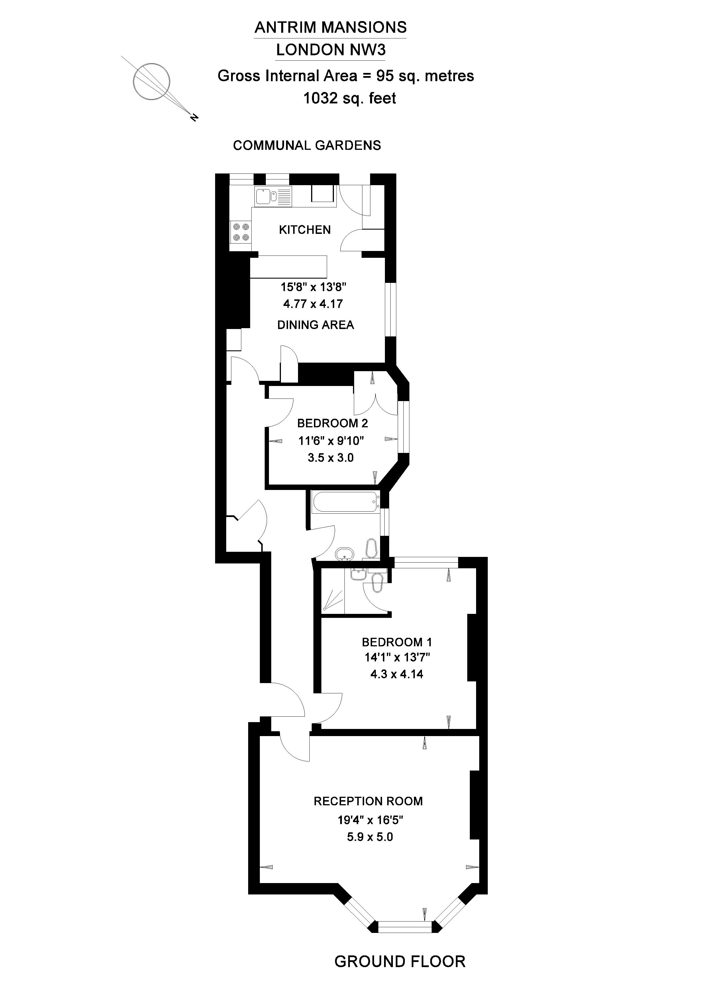 2 Bedrooms Flat for sale in Antrim Mansions, Antrim Road, Belsize Park NW3