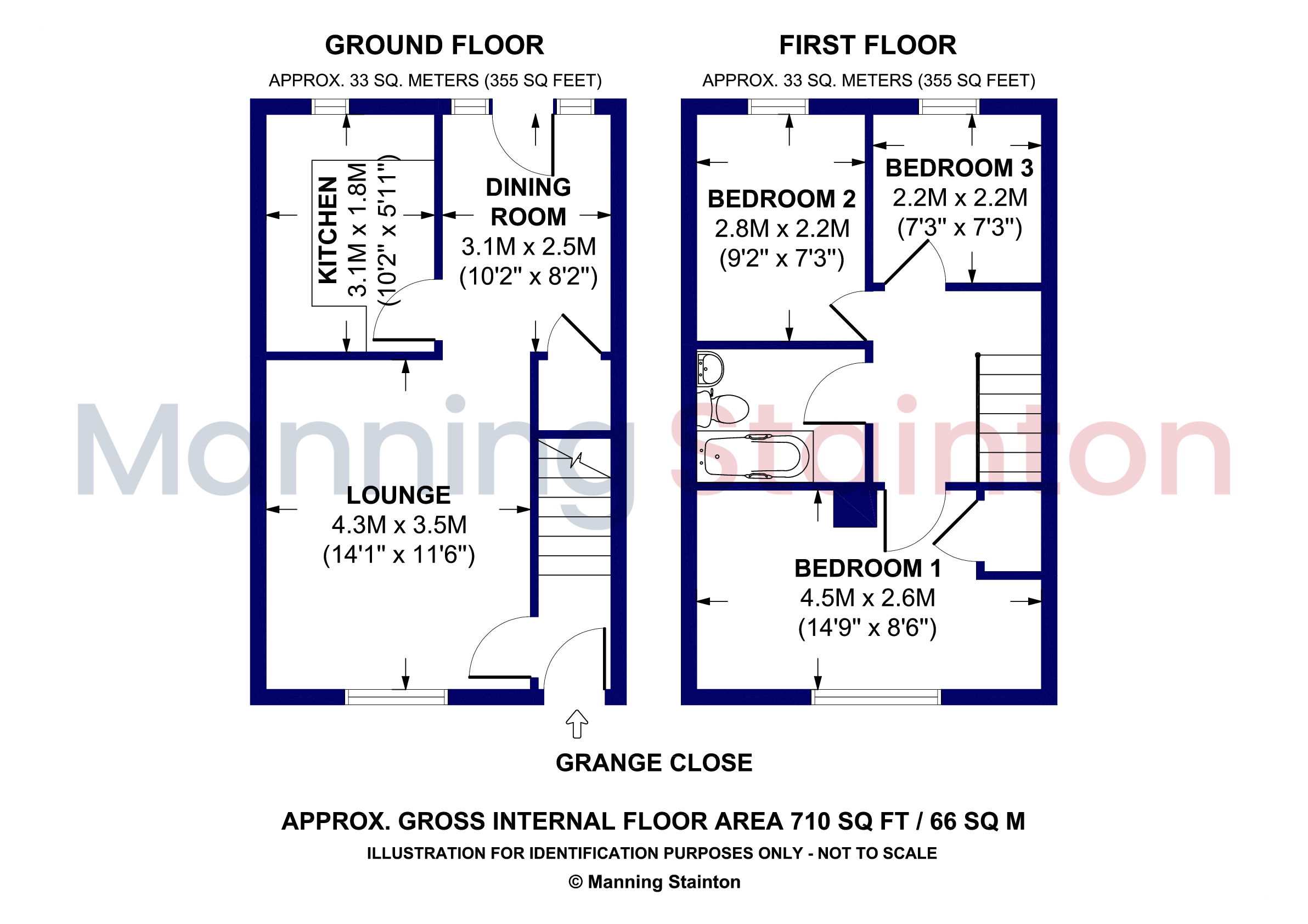 45, Grange Close, Leeds floorplan