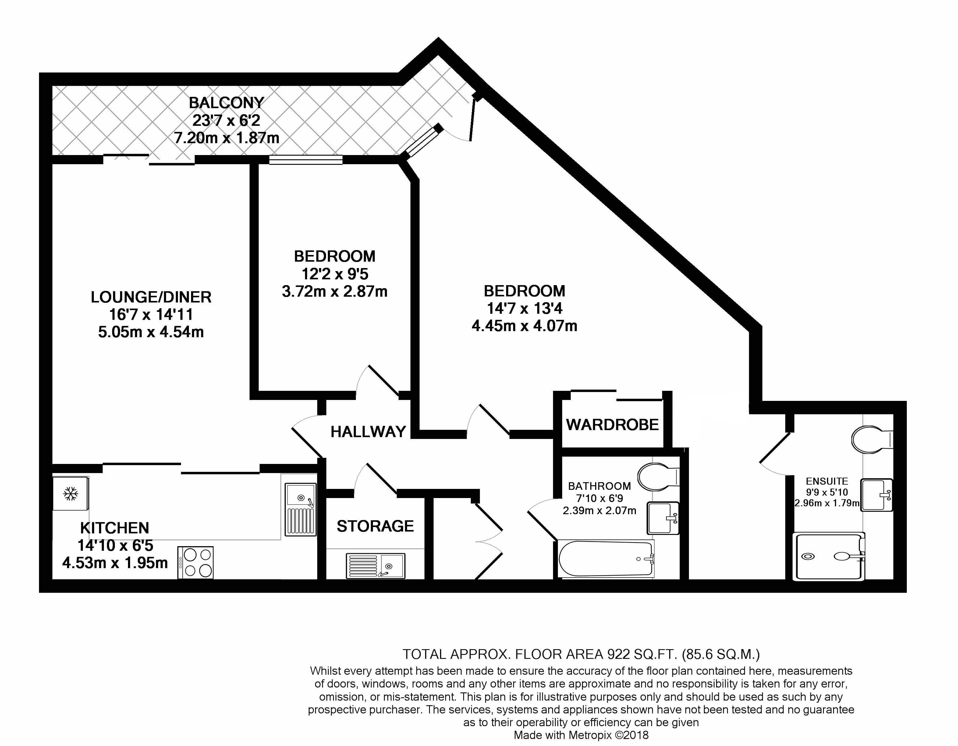 Flat 505, Hamilton House, Vauxhall floorplan