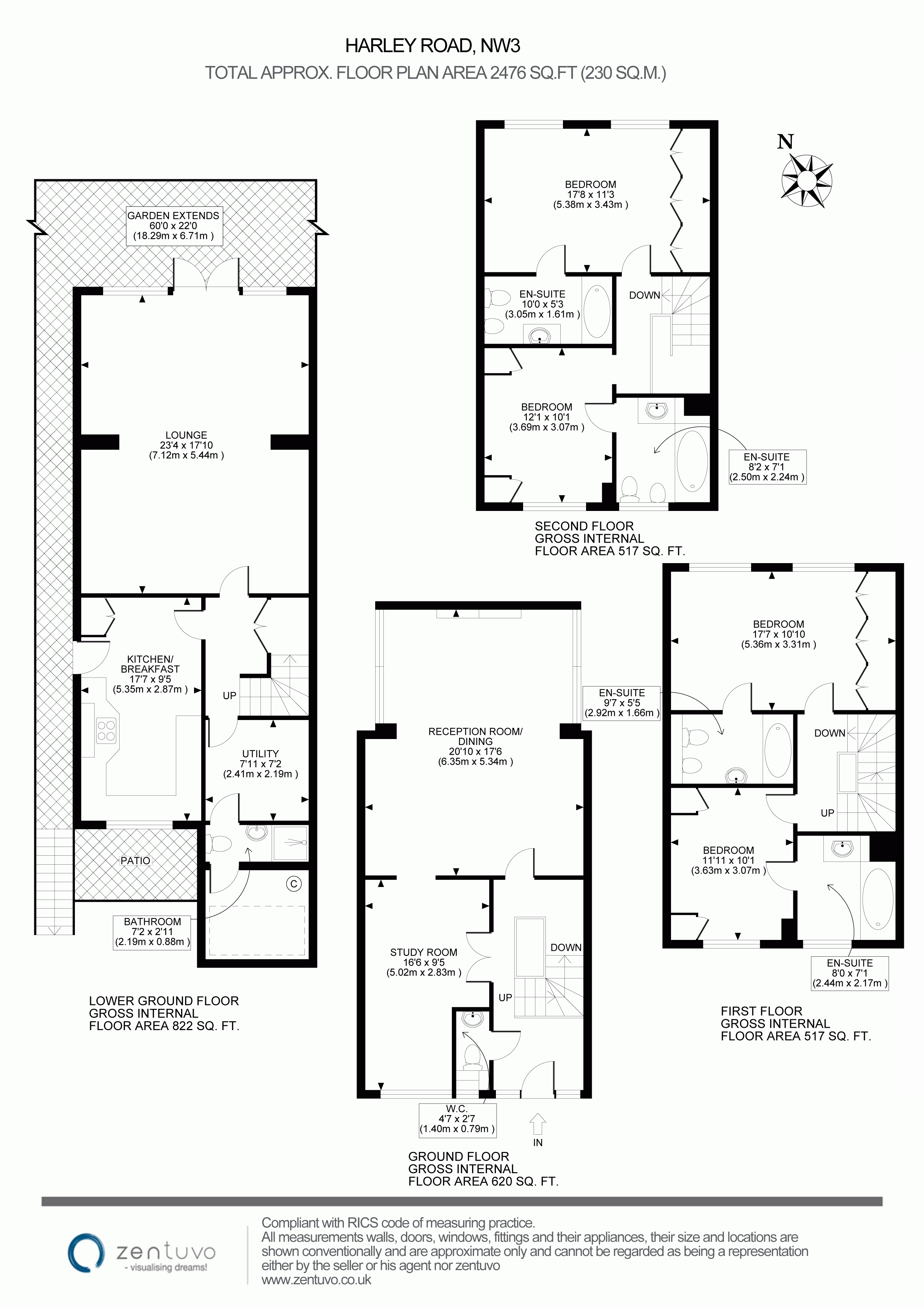 4 Bedrooms Flat to rent in Harley Road, London NW3