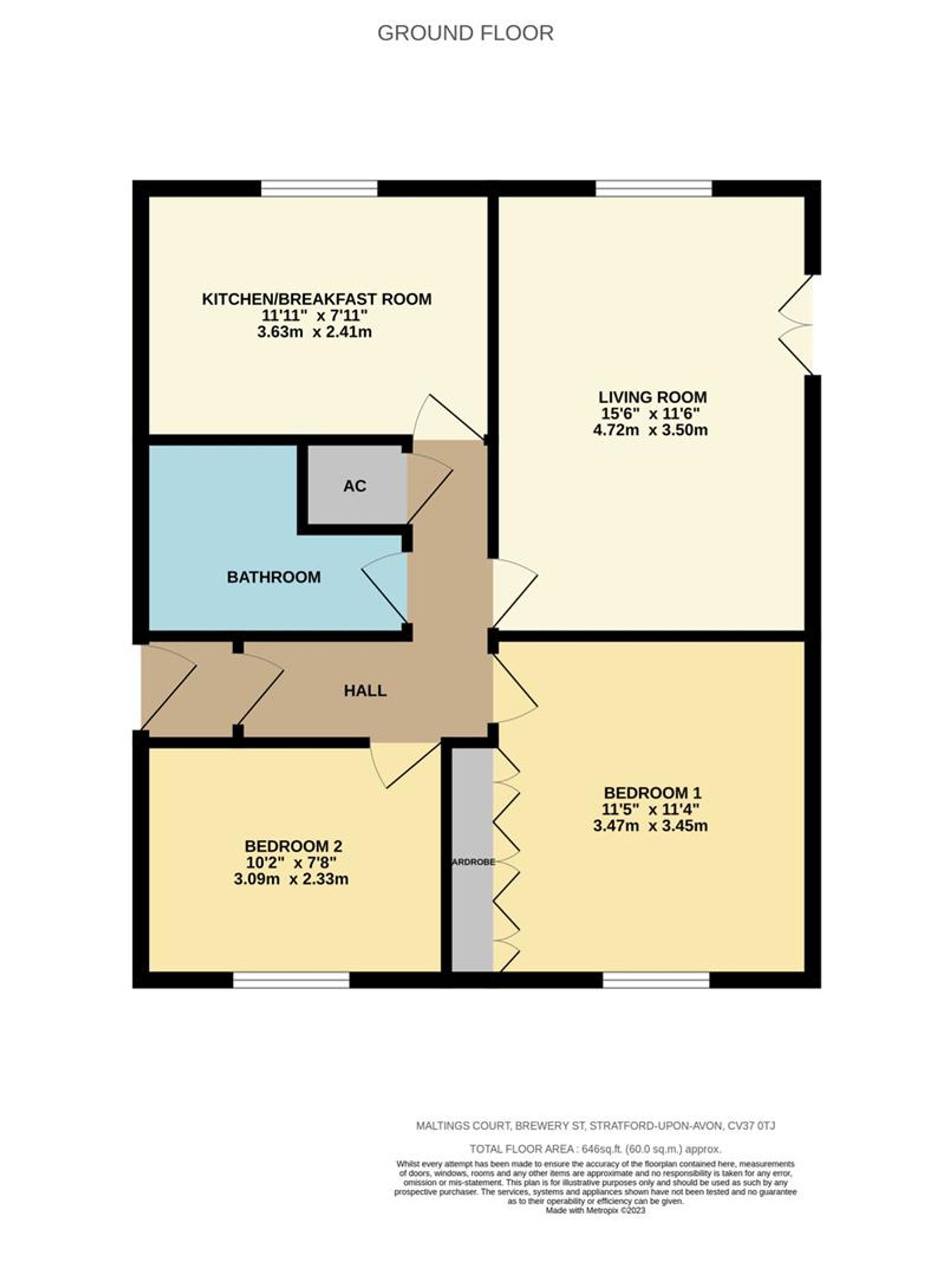 Flat 3, Maltings Court Brewery Street, Stratford-Upon-Avon floorplan