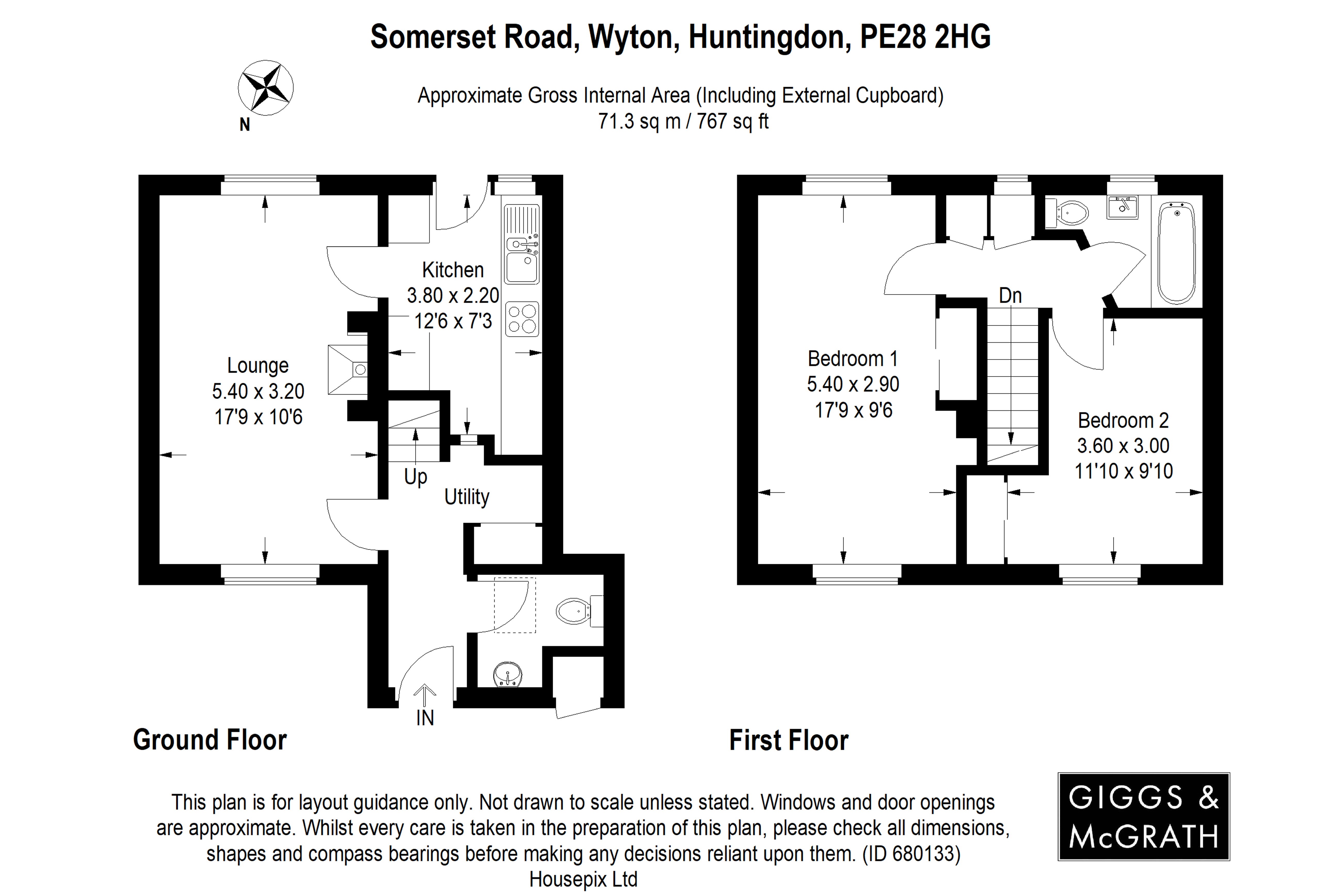 2 bed terraced house for sale in Somerset Road, Wyton, Huntingdon