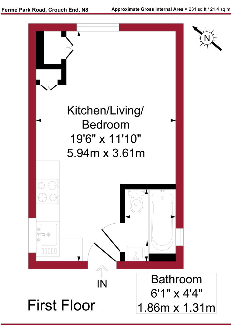 Flat 3, 92, Ferme Park Road, London floorplan
