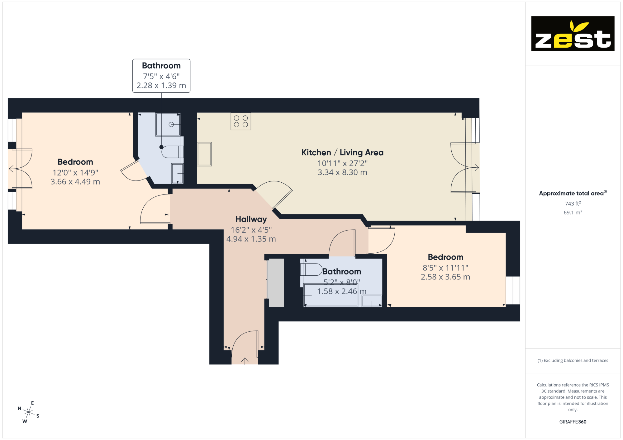 Apartment 74, Queens Court, Hull floorplan