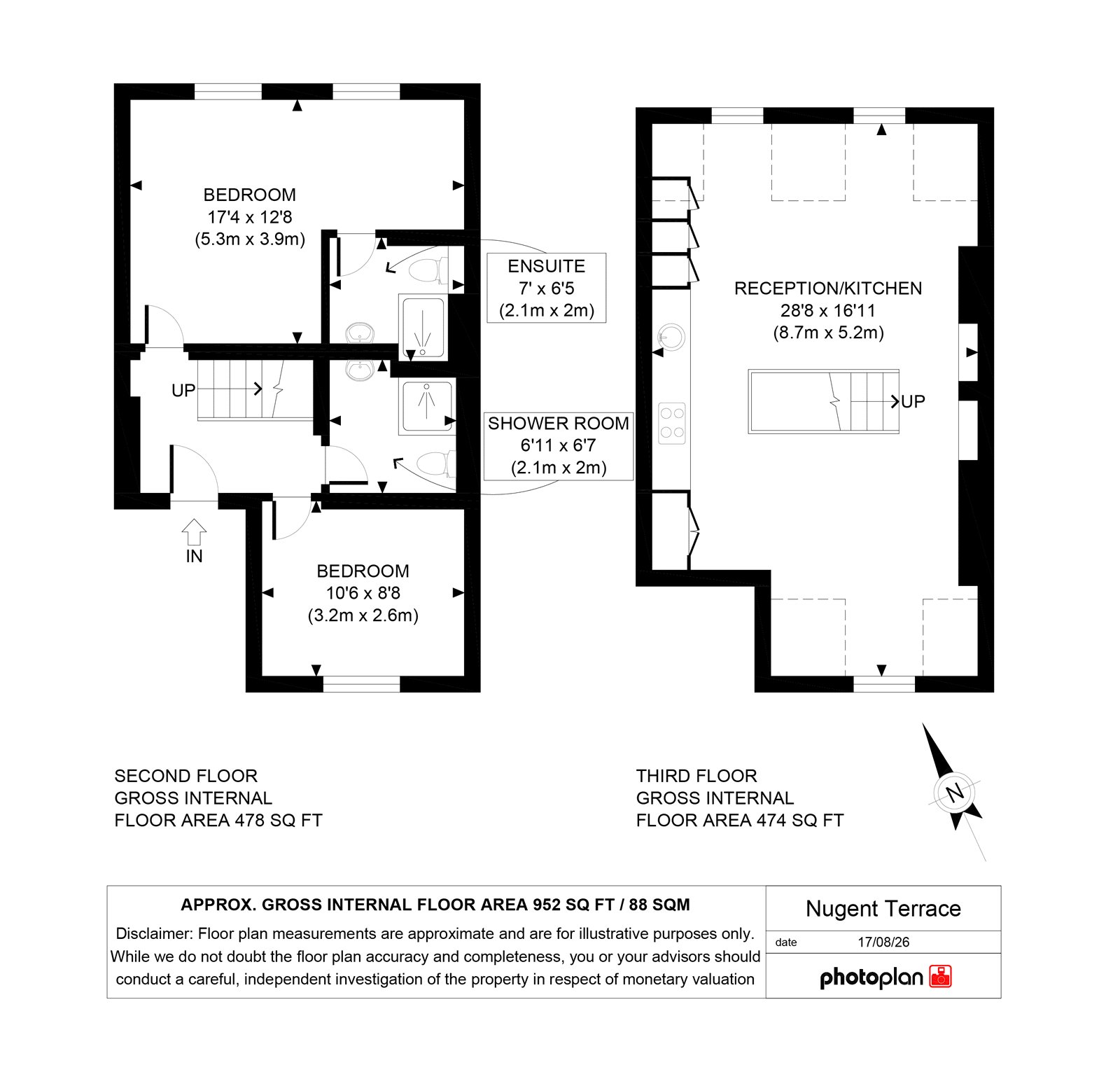 Top Floor Flat, 9,, Nugent Terrace, London floorplan