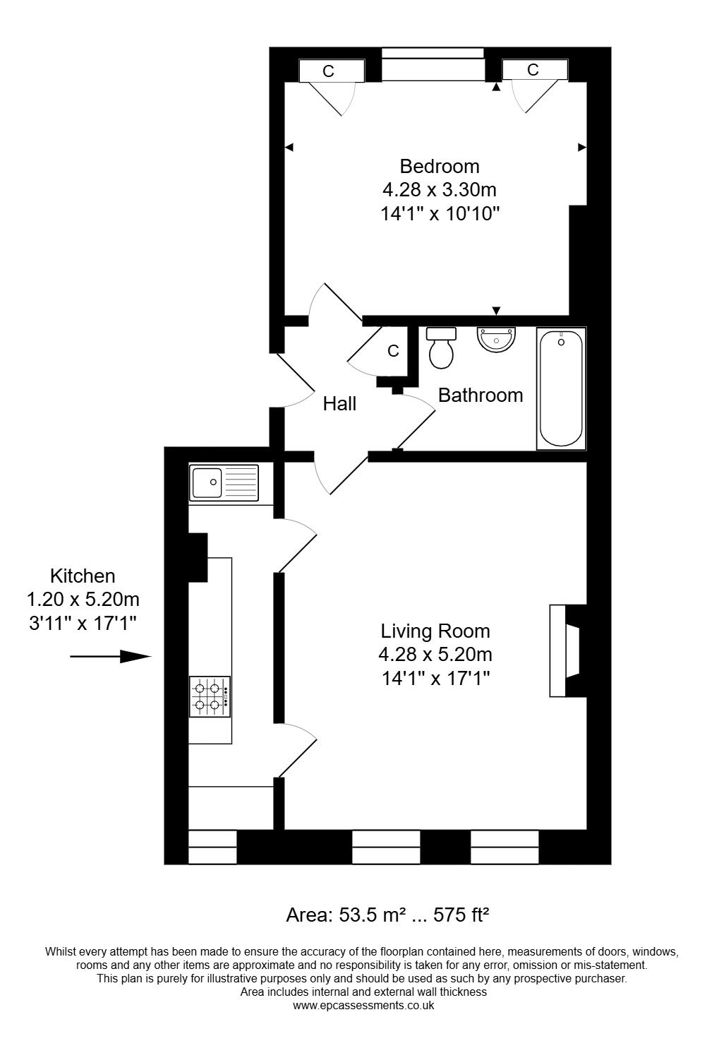 1,Flat 3, Abbey Street, Bath floorplan