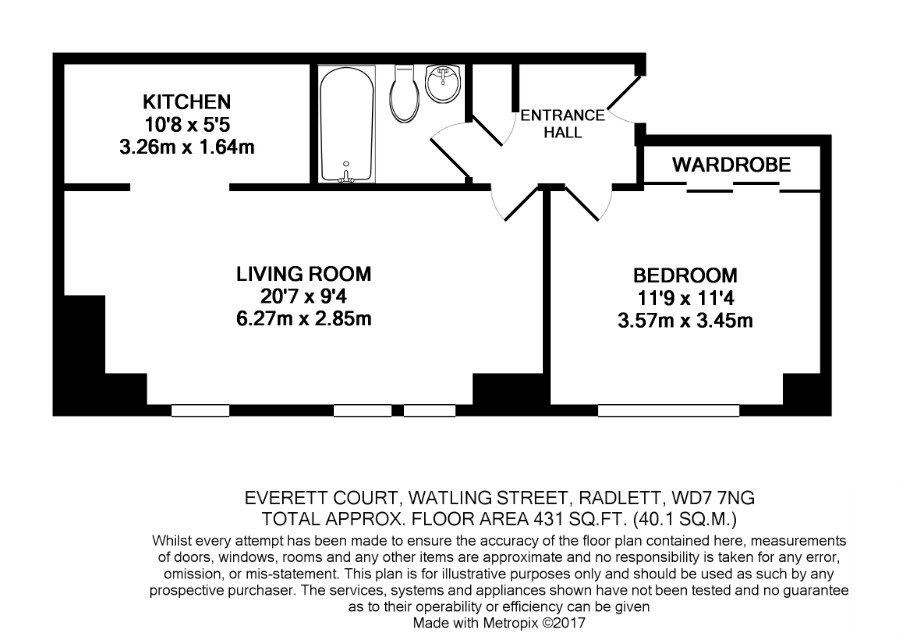 1 Bedrooms Flat to rent in Everett Court, Watling Street, Radlett WD7