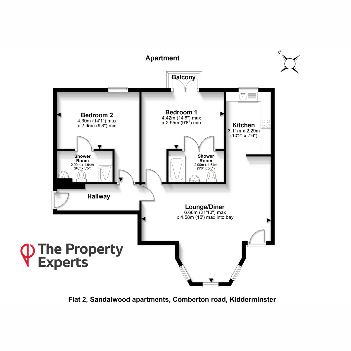 2, Sandalwood Apartments, Comberton Road, Kidderminster floorplan