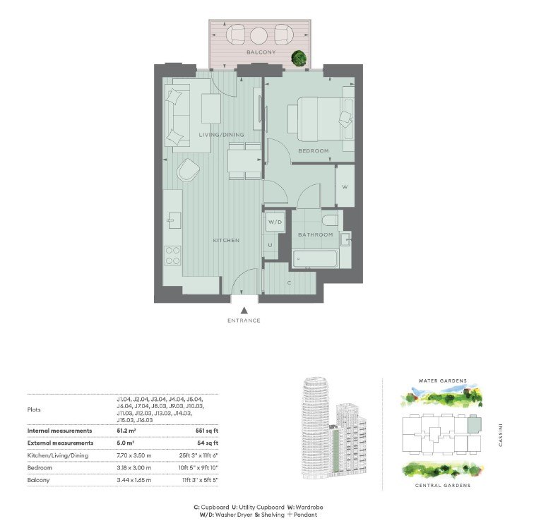 52 Cassini Apartments, Cascade Way, London floorplan