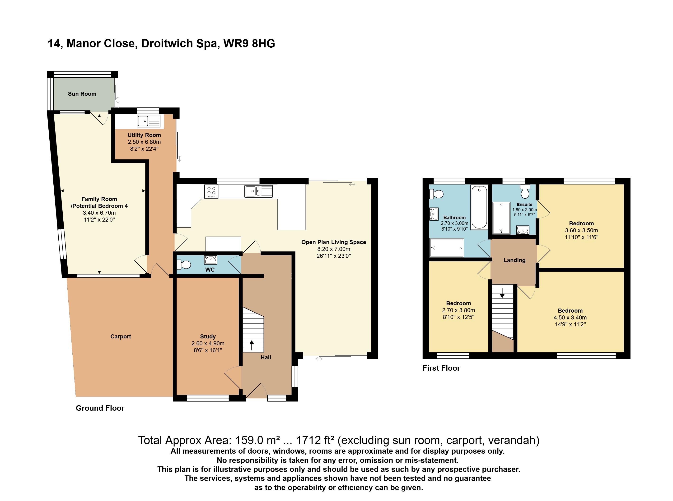 14, Manor Close, Worcestershire floorplan