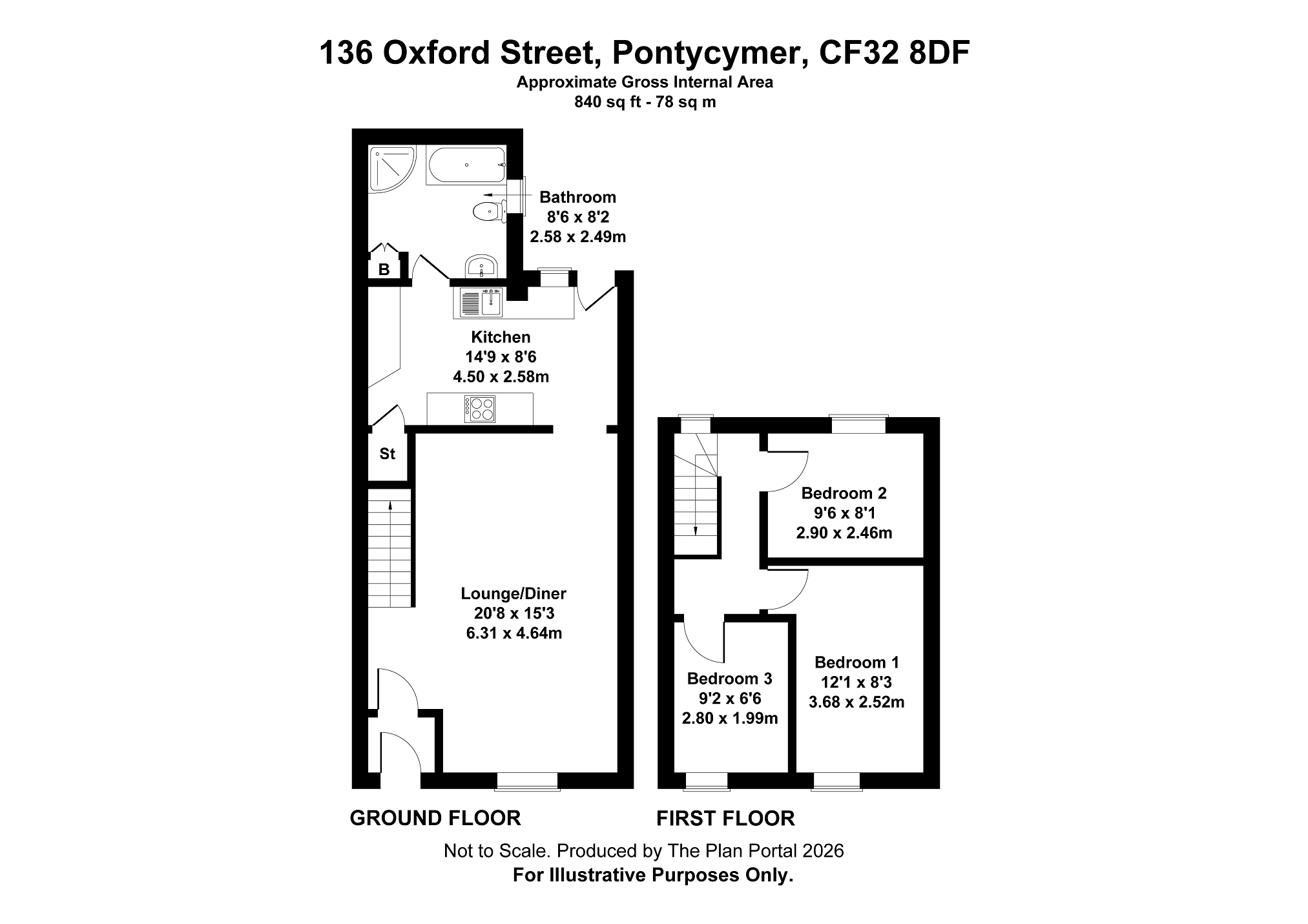 136, Oxford Street, Bridgend floorplan