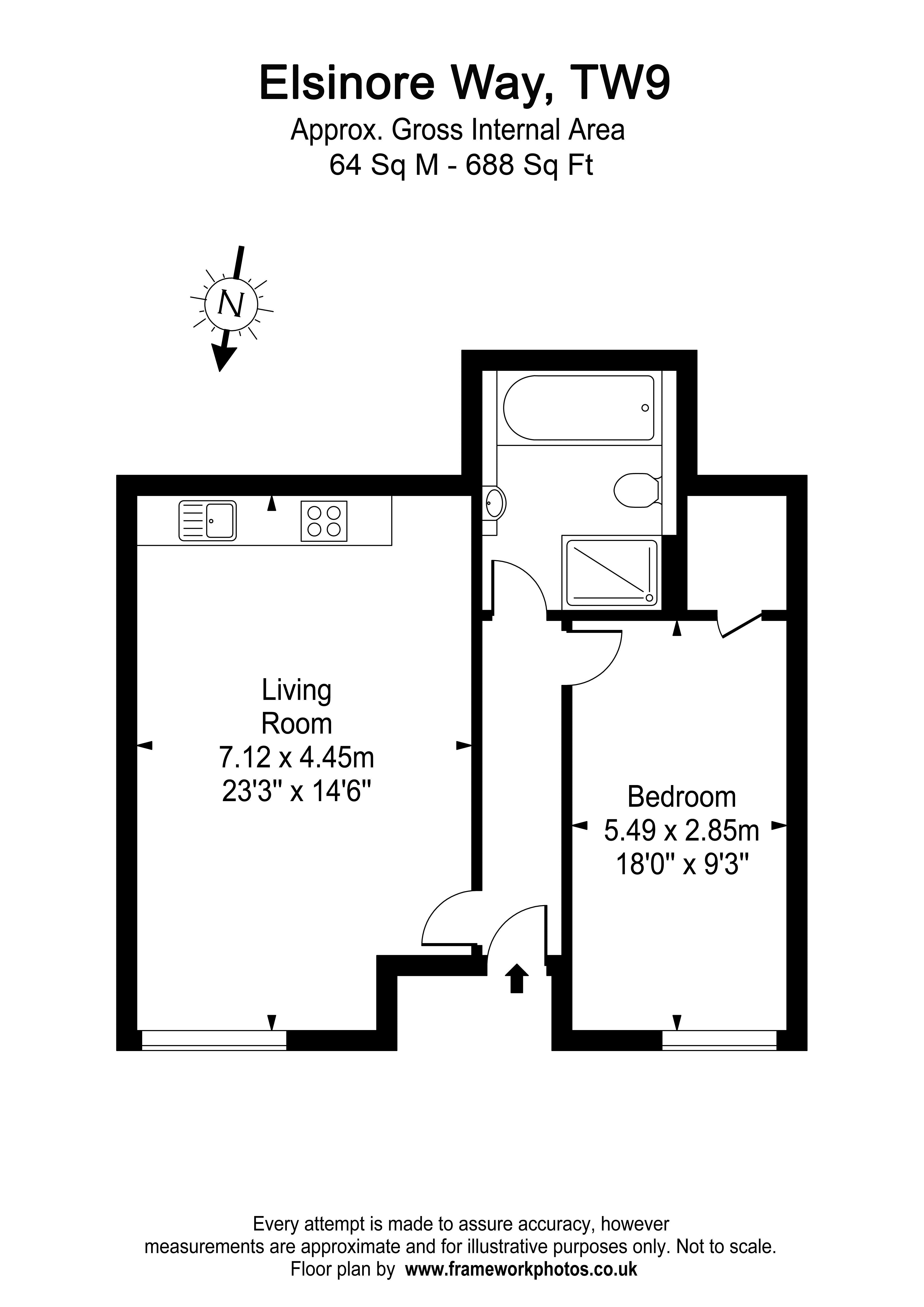 1 Bedrooms Flat to rent in Elsinore Way, Richmond TW9