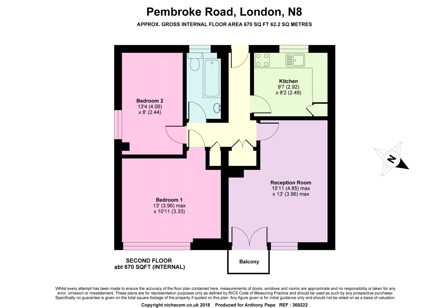 2 Bedrooms Flat for sale in Pembroke Road, Hornsey, London N8