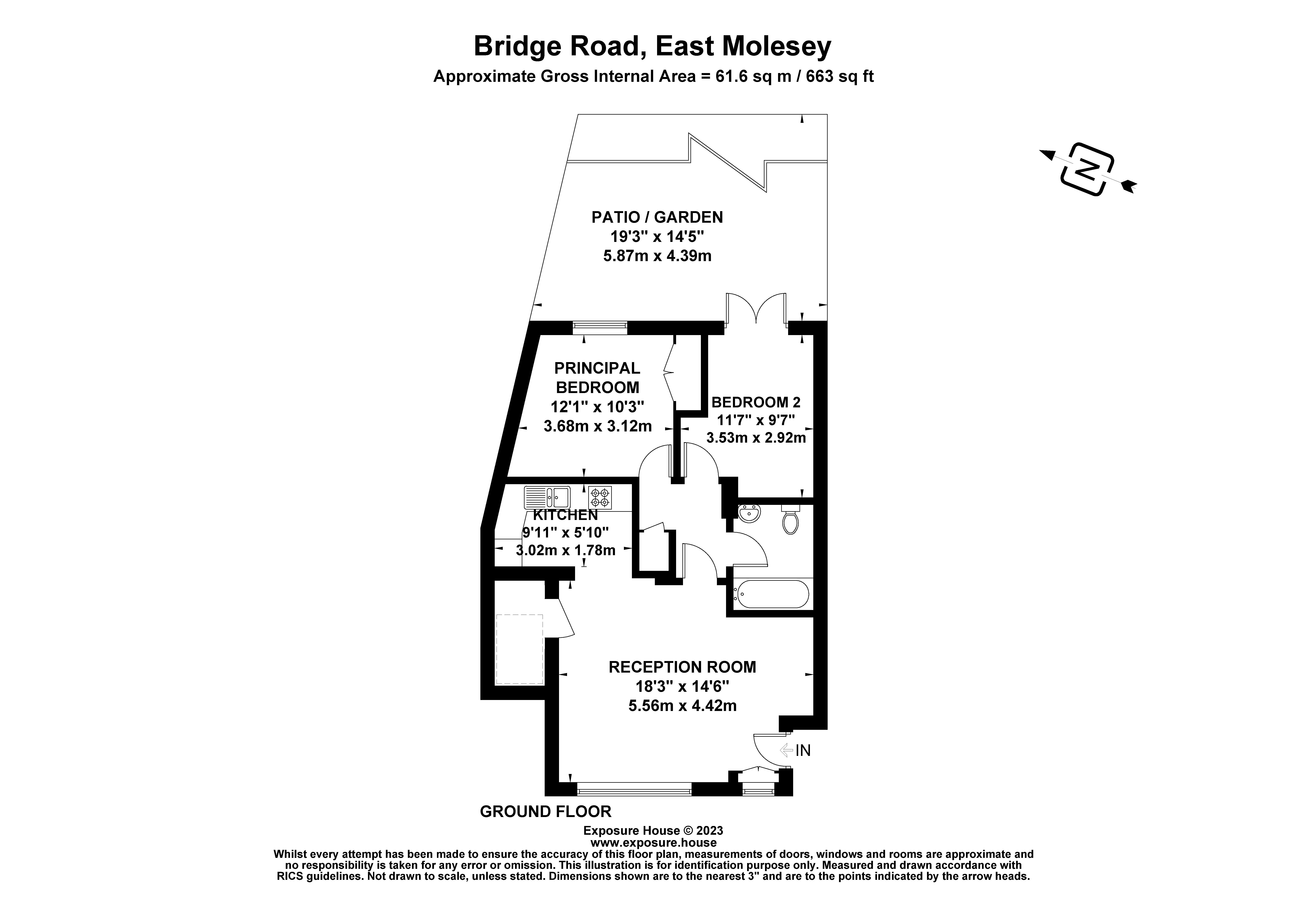 Flat 3, Kings Court Mews, 152, Bridge Road, Surrey floorplan