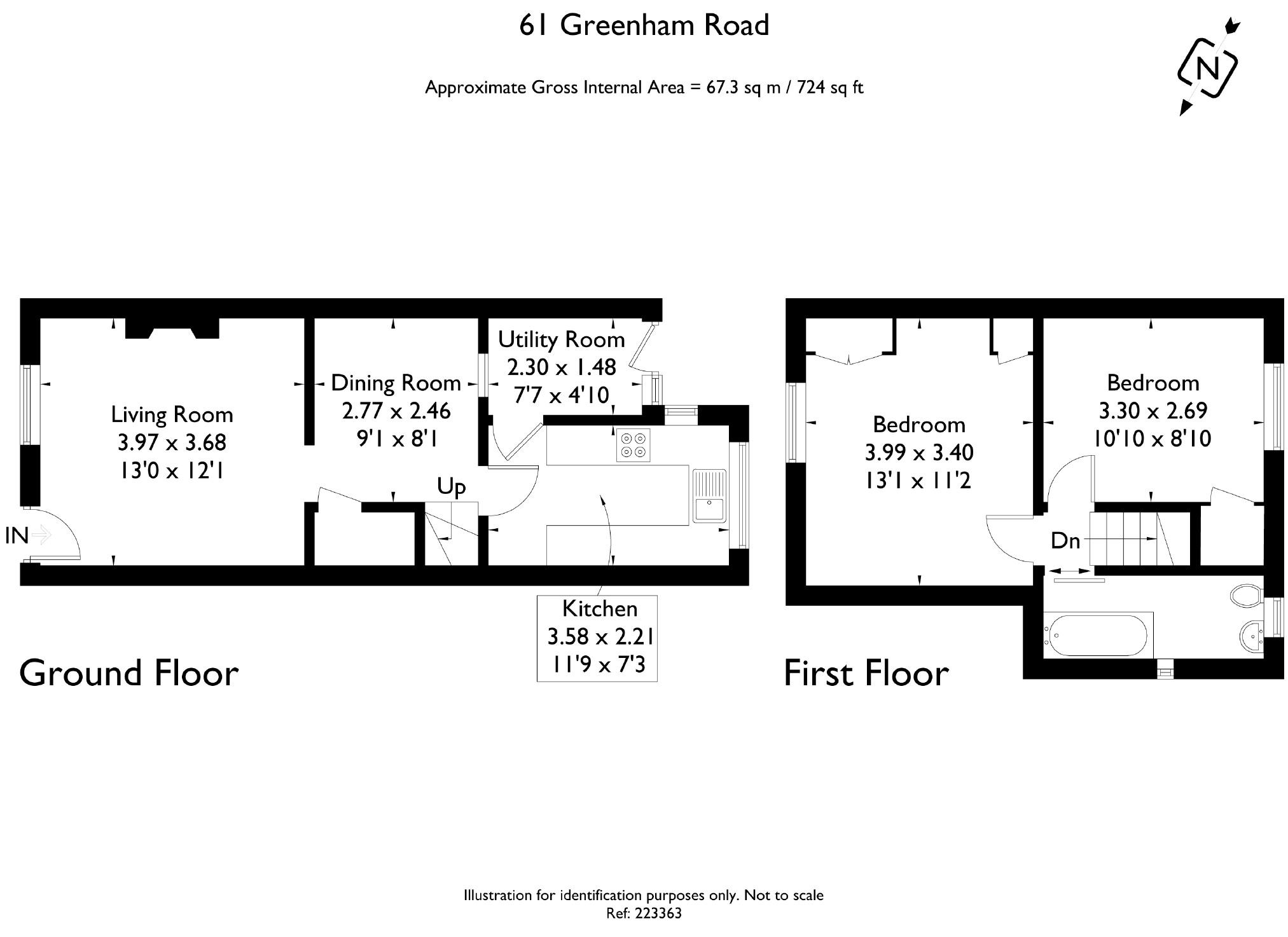 2 Bedrooms Terraced house for sale in Greenham Road, Newbury, Berkshire RG14