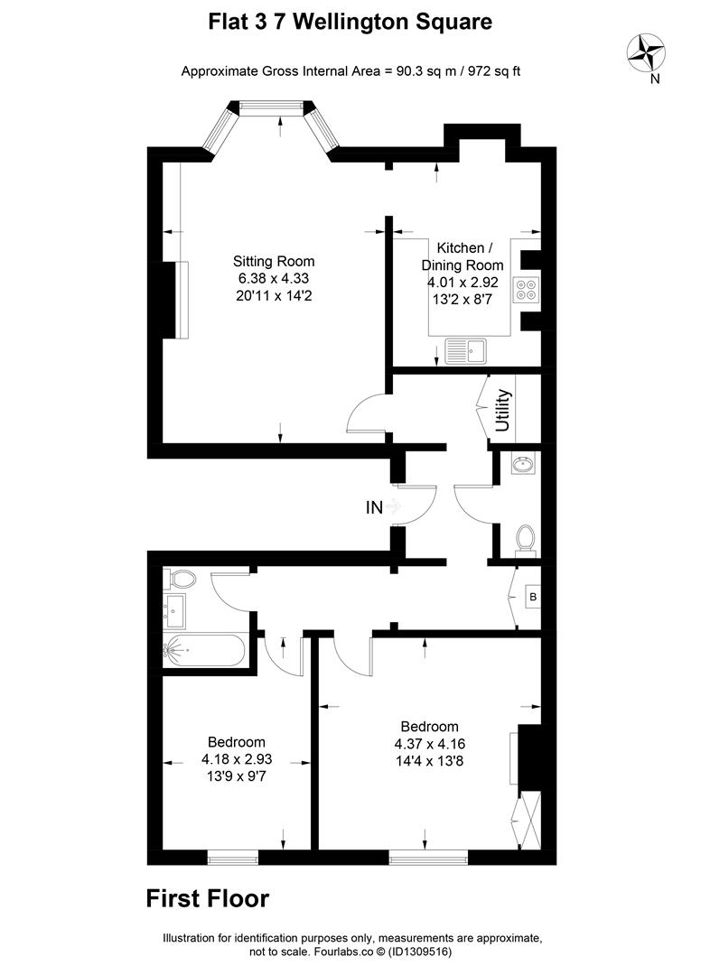 Flat 3, 7, Wellington Square, Cheltenham floorplan