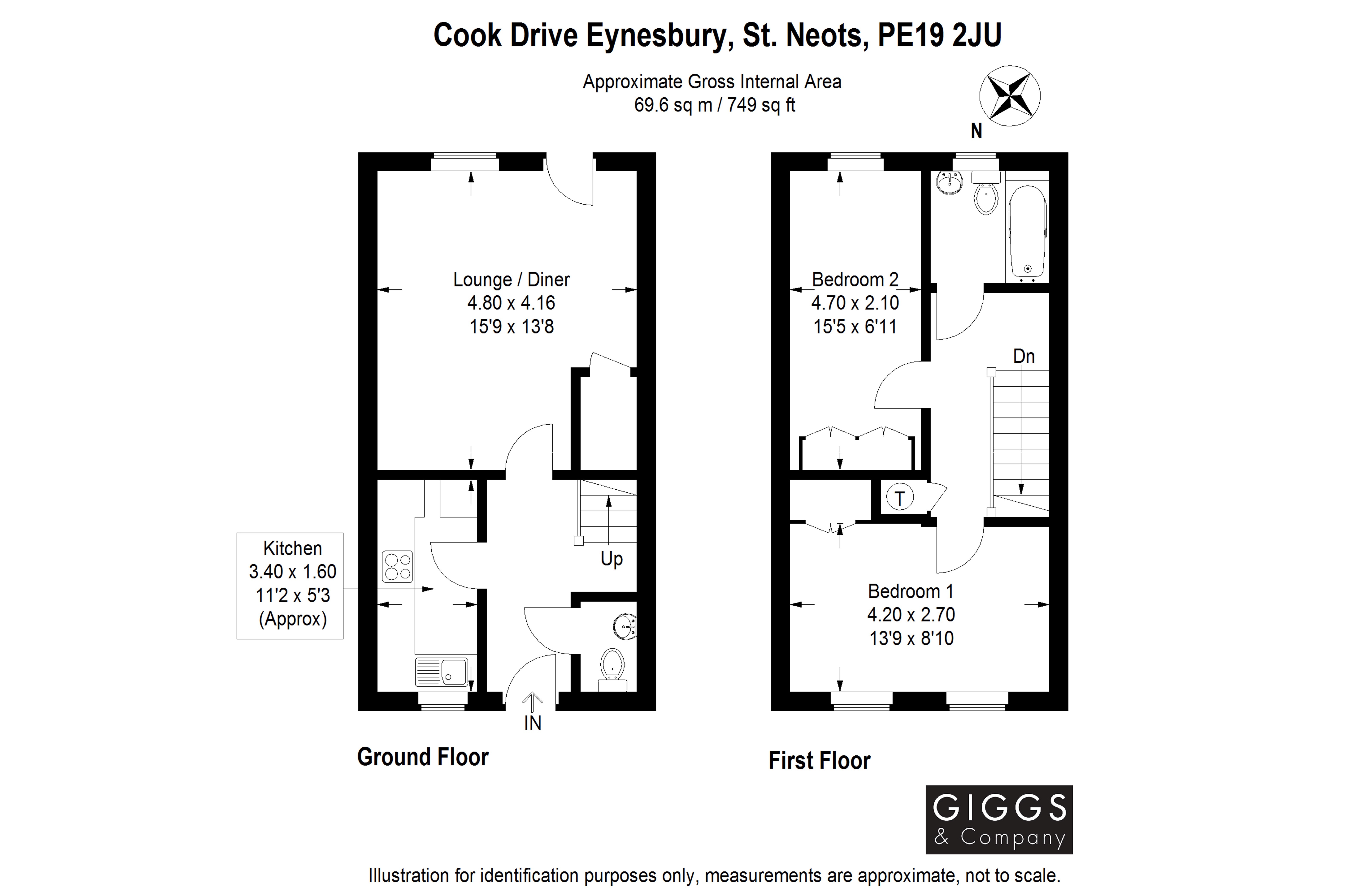 2 Bedrooms Terraced house for sale in Cook Drive, Eynesbury, St. Neots, Cambridgeshire PE19