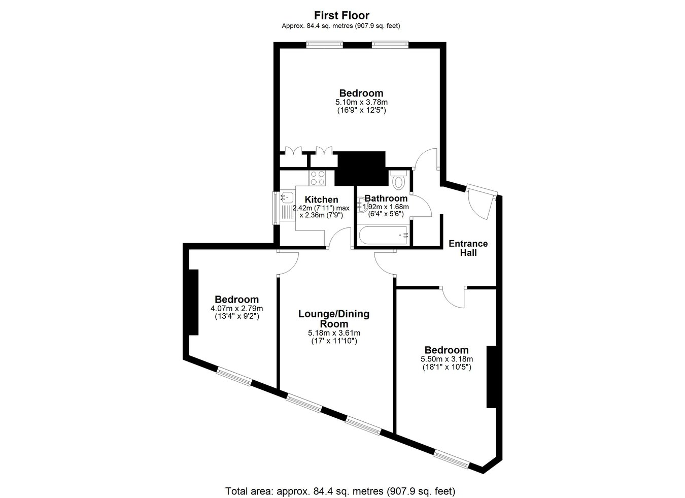 Flat 1, 29, Rendezvous Street, Folkestone floorplan