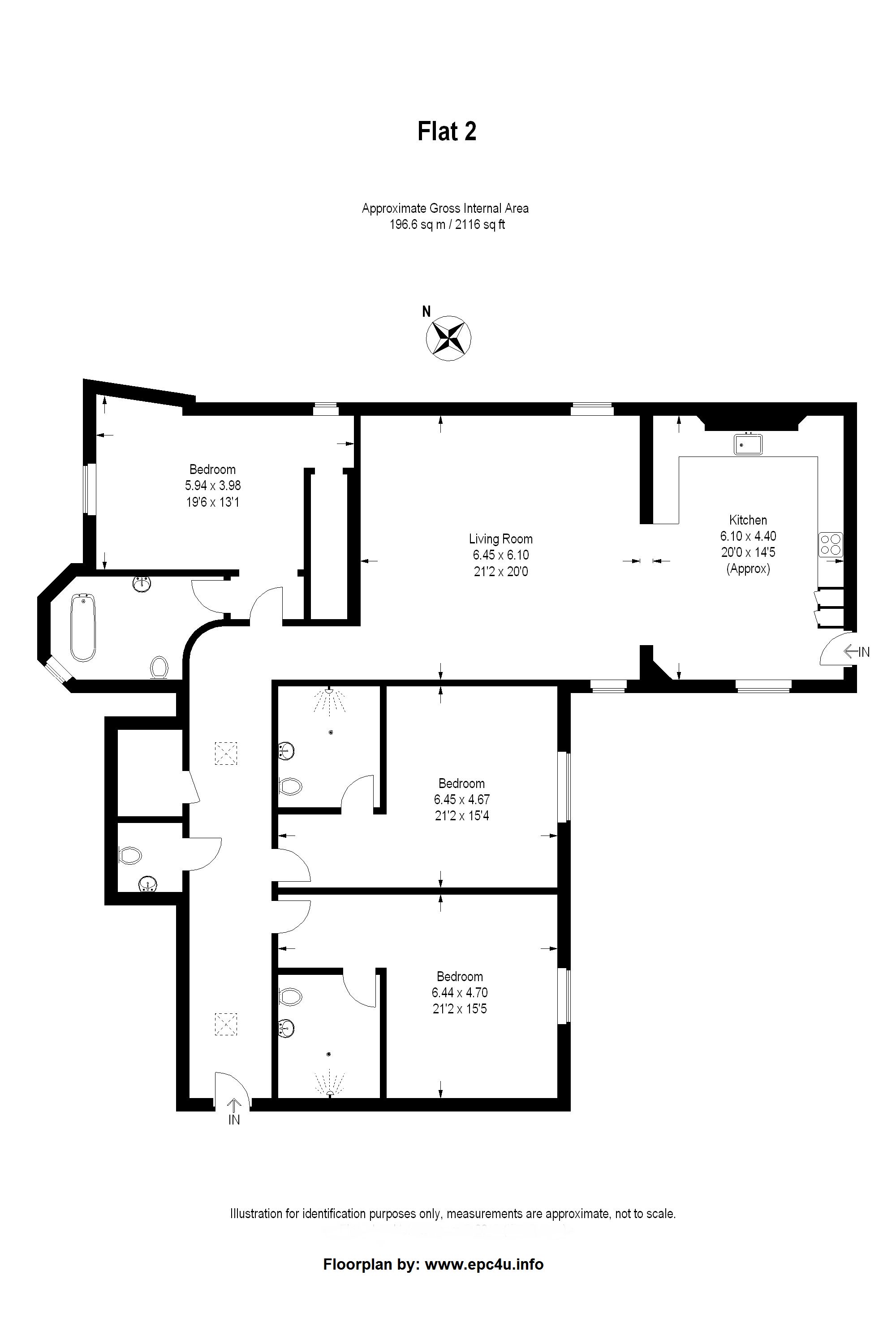Flat 2 Courtyard, The Ridgeway, London floorplan