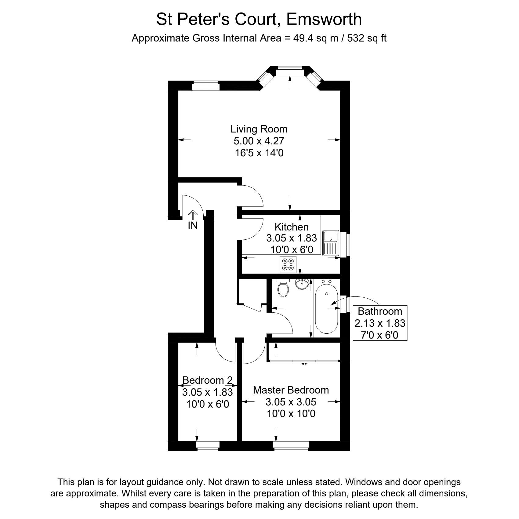 Flat 1, St Peters Court, High Street, Emsworth floorplan