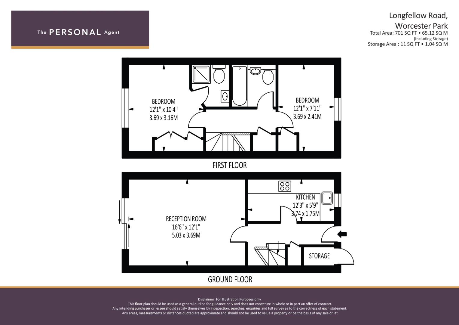 20, Longfellow Road, Worcester Park floorplan