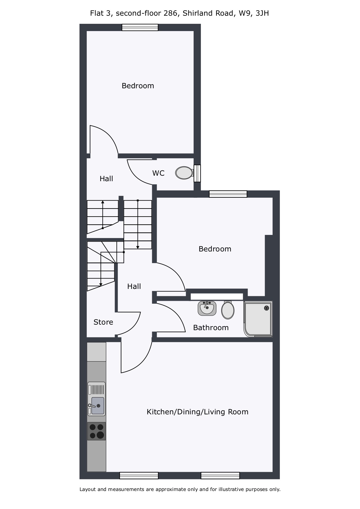 3 Bedrooms Flat to rent in 286 Shirland Road, West Kilburn, London W9