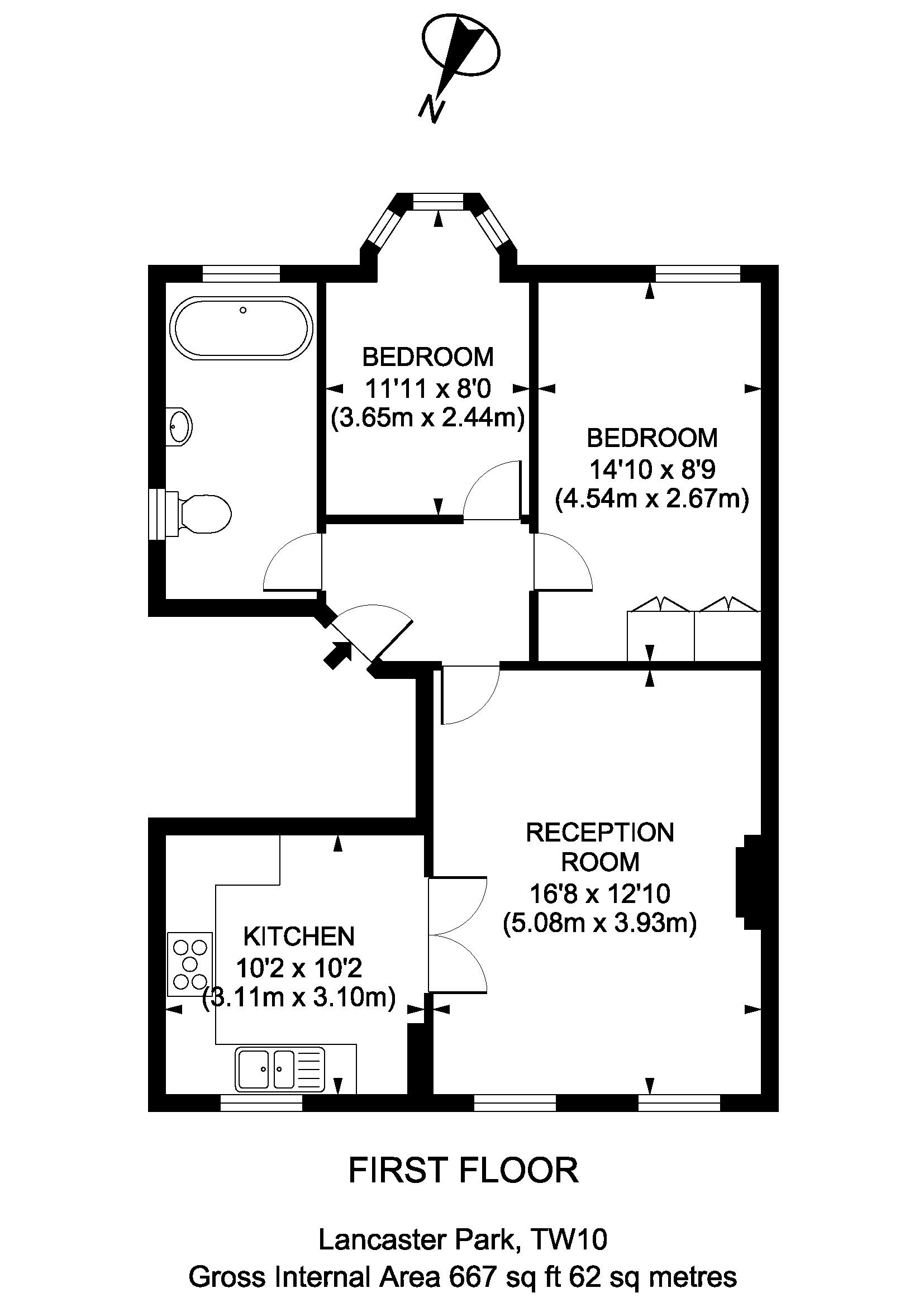 2 Bedrooms Flat to rent in Vine Row, Lancaster Park, Richmond TW10