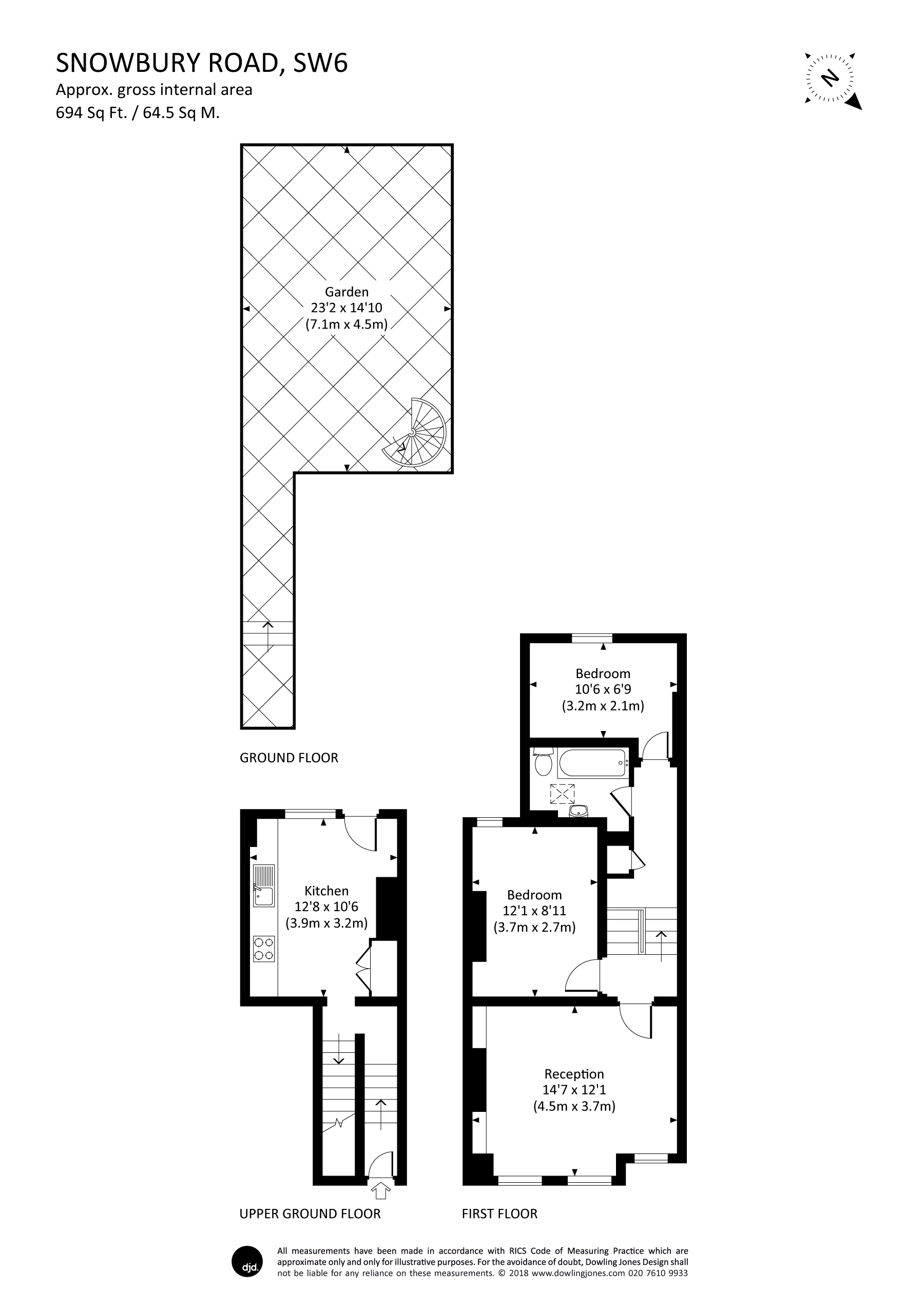 2 Bedrooms Maisonette to rent in Snowbury Road, Fulham SW6