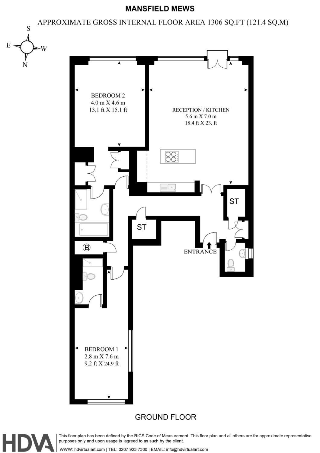 2 Bedrooms Flat to rent in Mansfield Mews, Marylebone, London W1G