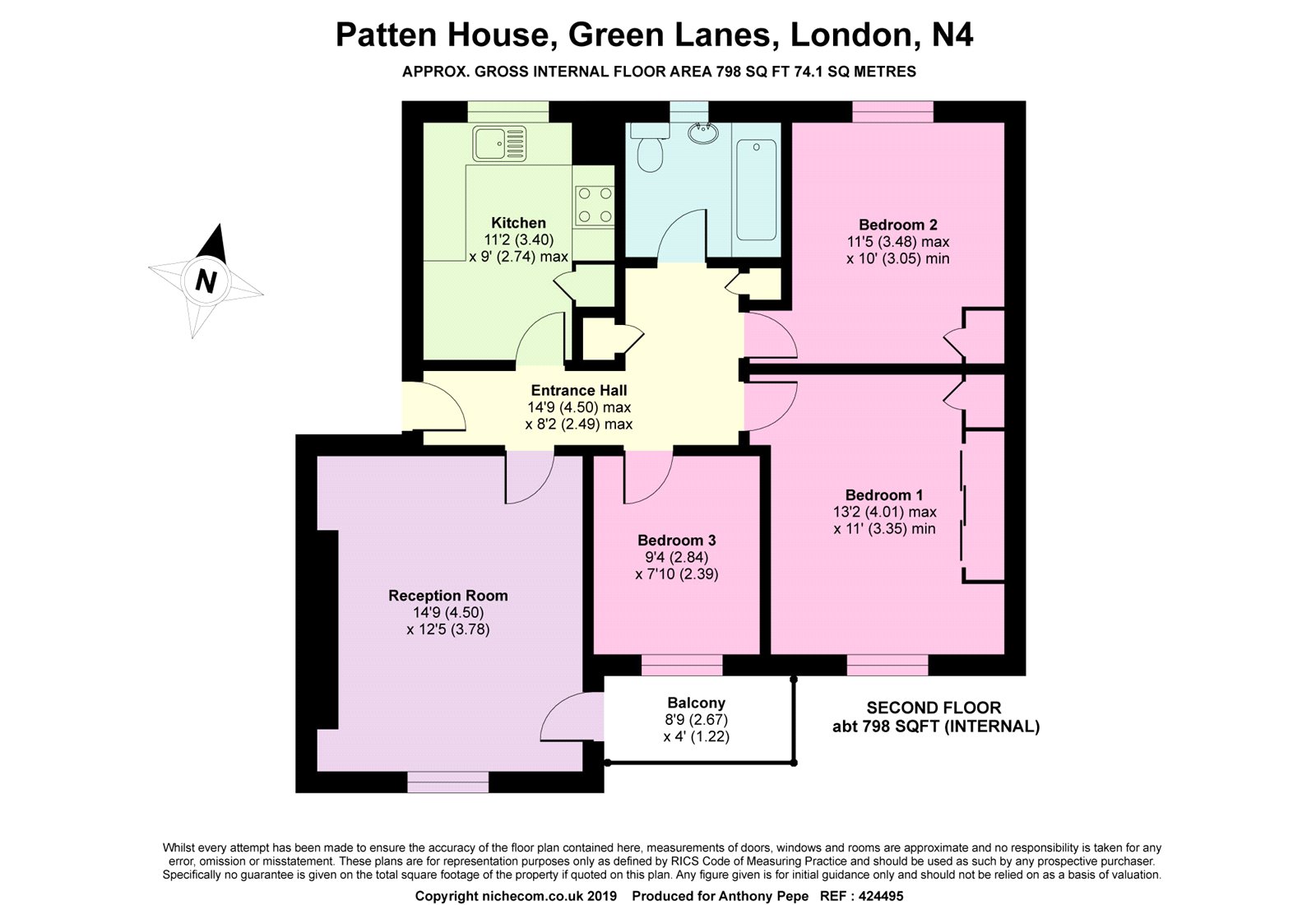 3 Bedrooms Flat to rent in Patten House, Green Lanes, Manor House, London N4