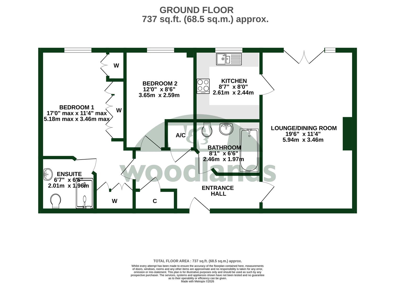 Flat 1 Holmesdale Manor, 89, Ladbroke Road, Redhill floorplan