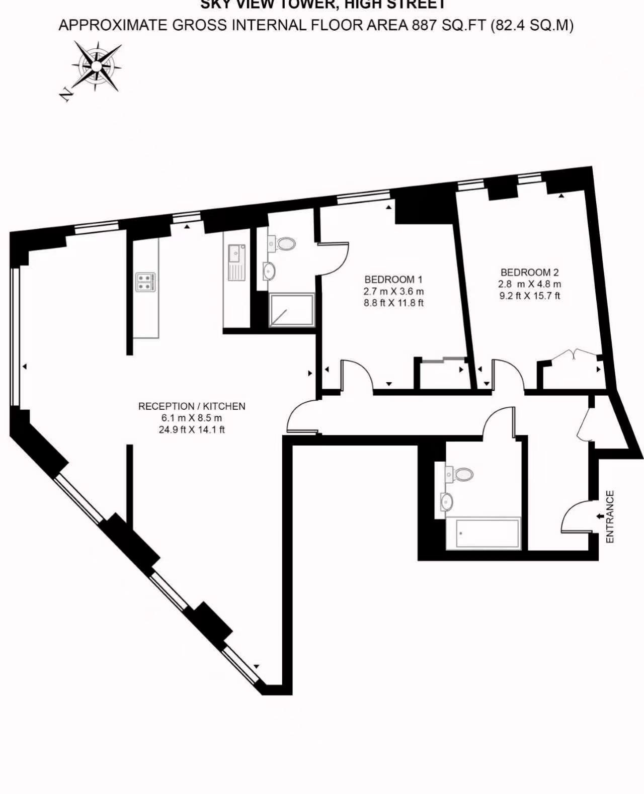 1005 Sky View Tower, London floorplan