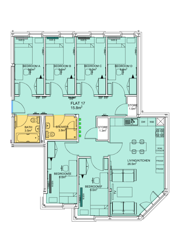 Flat 17, Anolha House, Stepney Lane, Newcastle upon Tyne floorplan