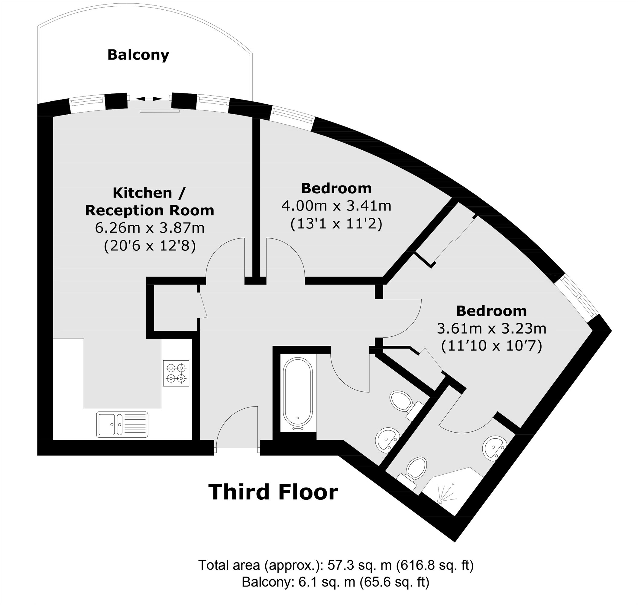 Flat 55, Trentham Court, Victoria Road, London floorplan