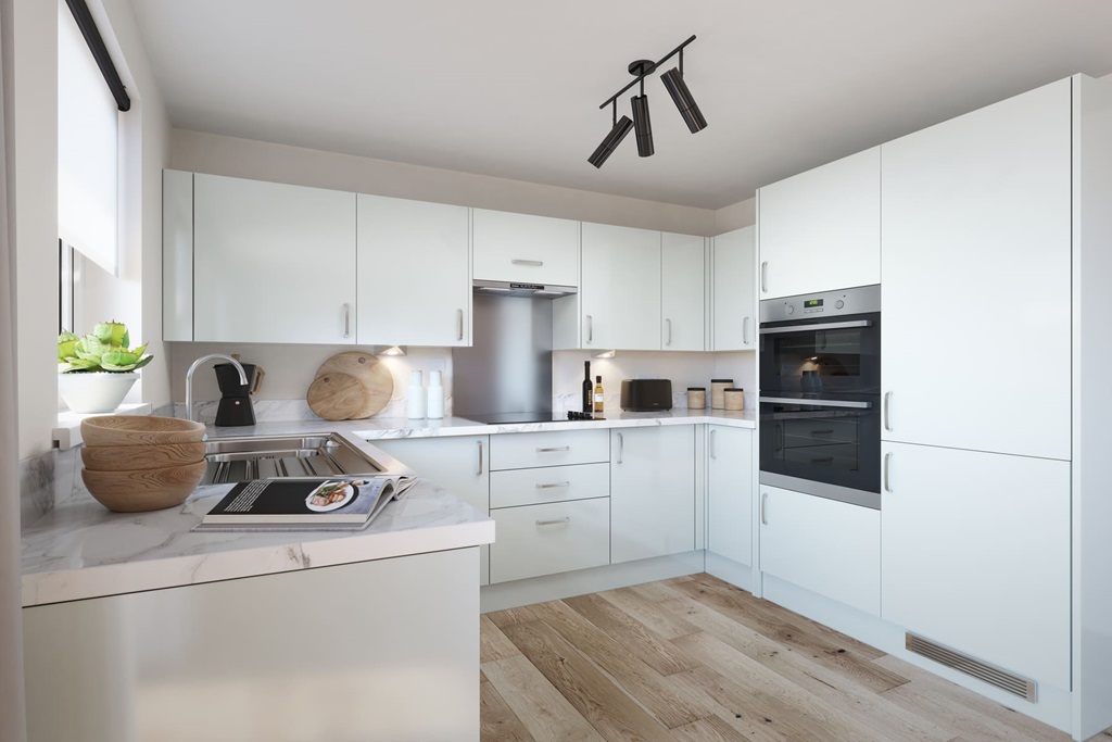 Property 1 of 11. Modern Three-Sided Kitchen With Ample Storage Space