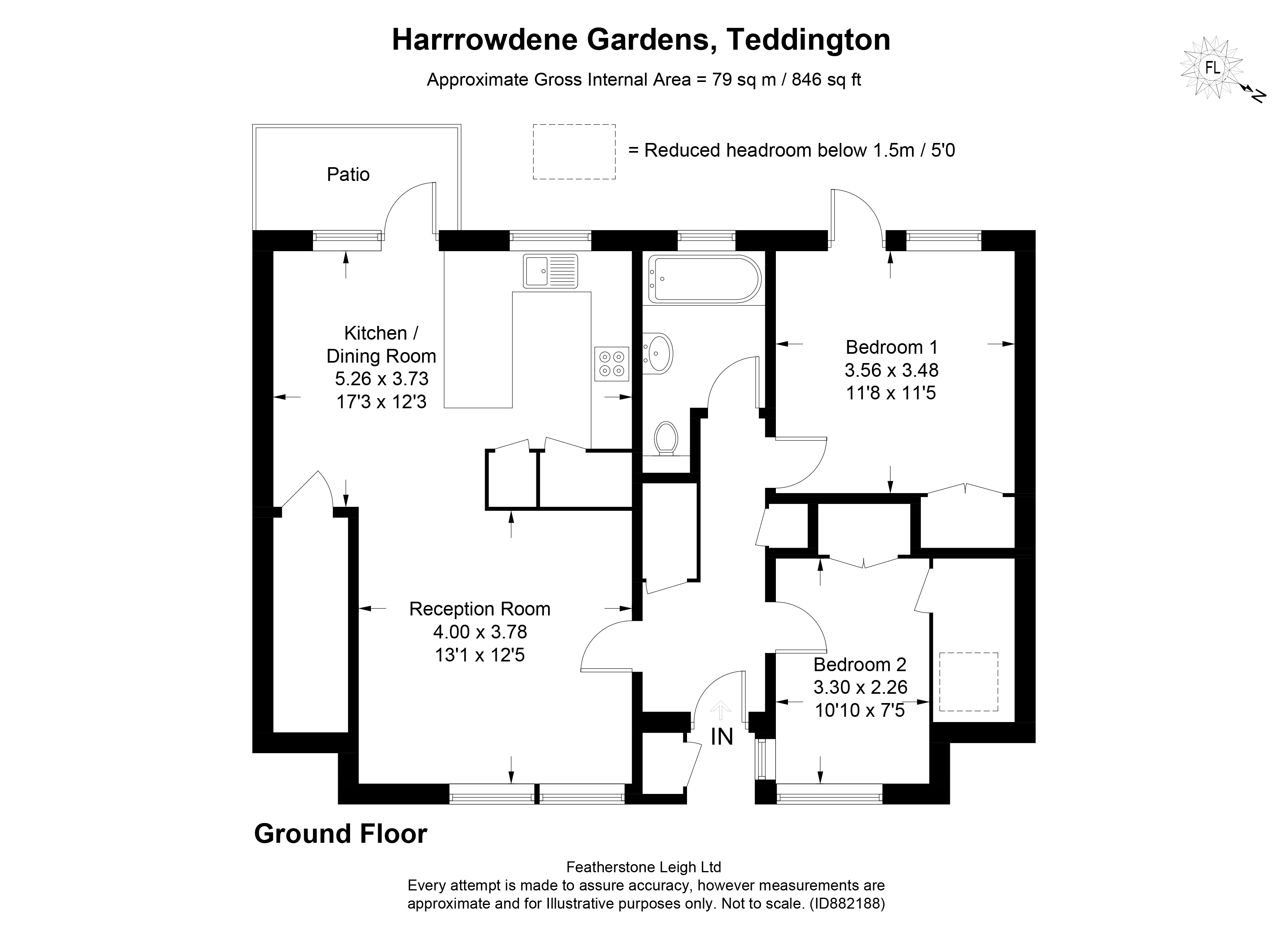 Harrowdene Gardens, Teddington, Middlesex TW11, 2 bedroom flat for sale