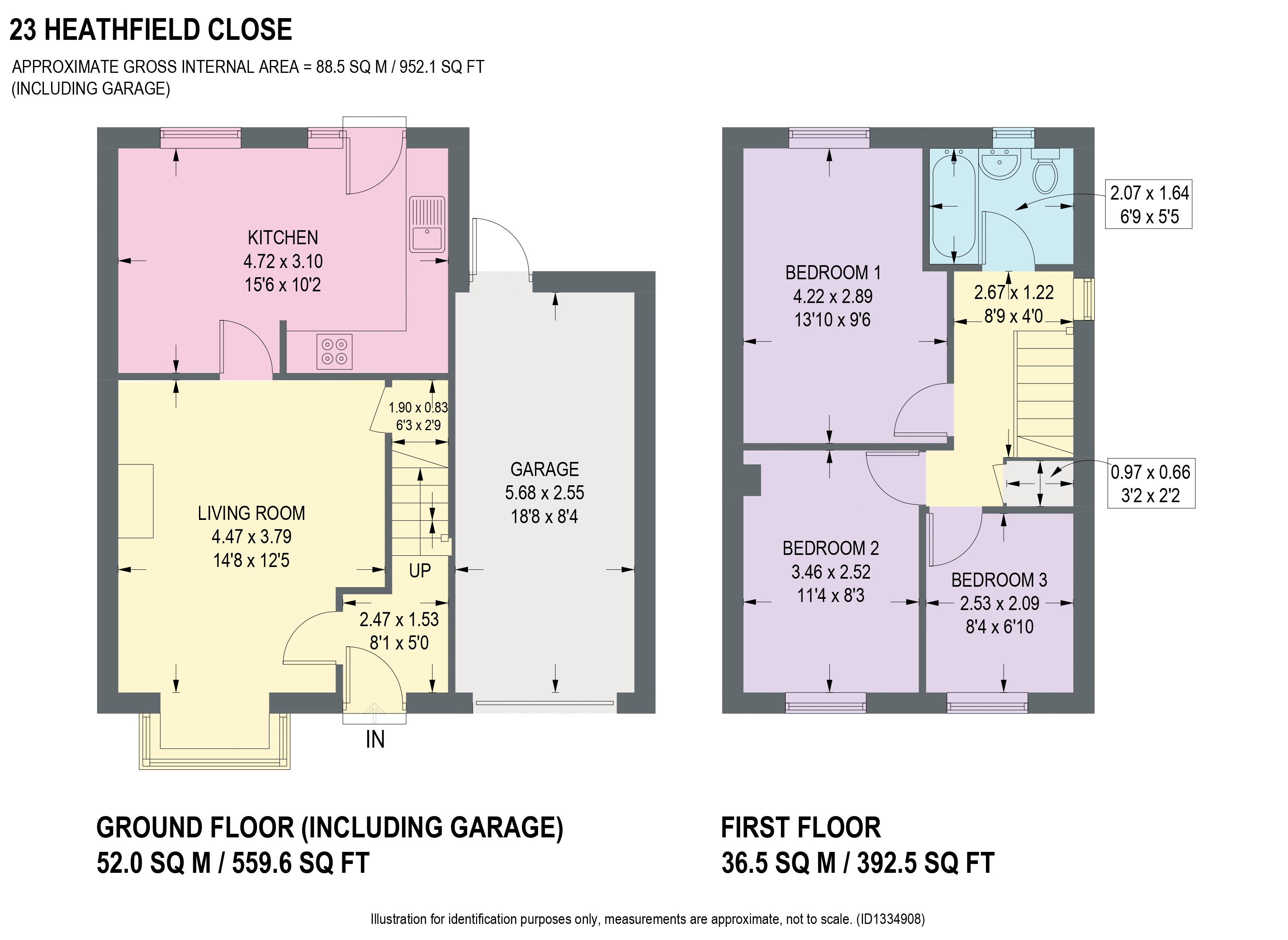 23, Heathfield Close, Chesterfield floorplan