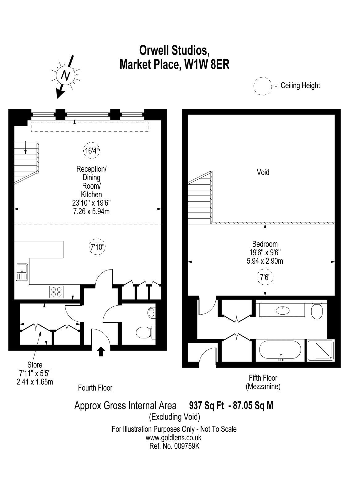 Flat 3, Orwell Studios, 24, Market Place, London floorplan