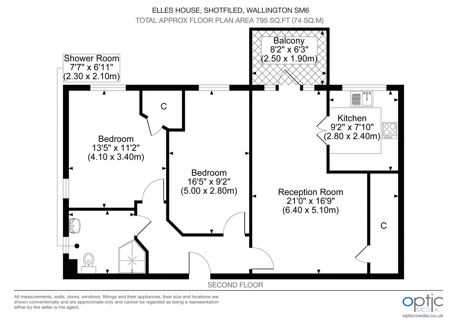 Flat 32, Elles House, Shotfield, Wallington floorplan