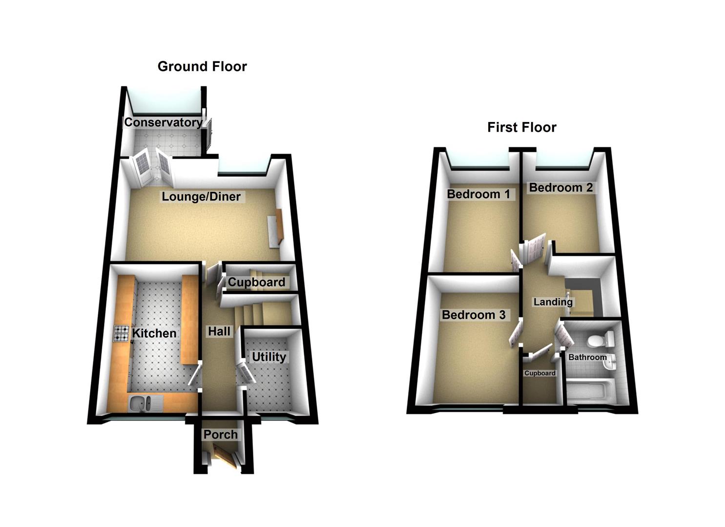 3 Bedrooms Terraced house for sale in Ryvere Close, Stourport-On-Severn DY13