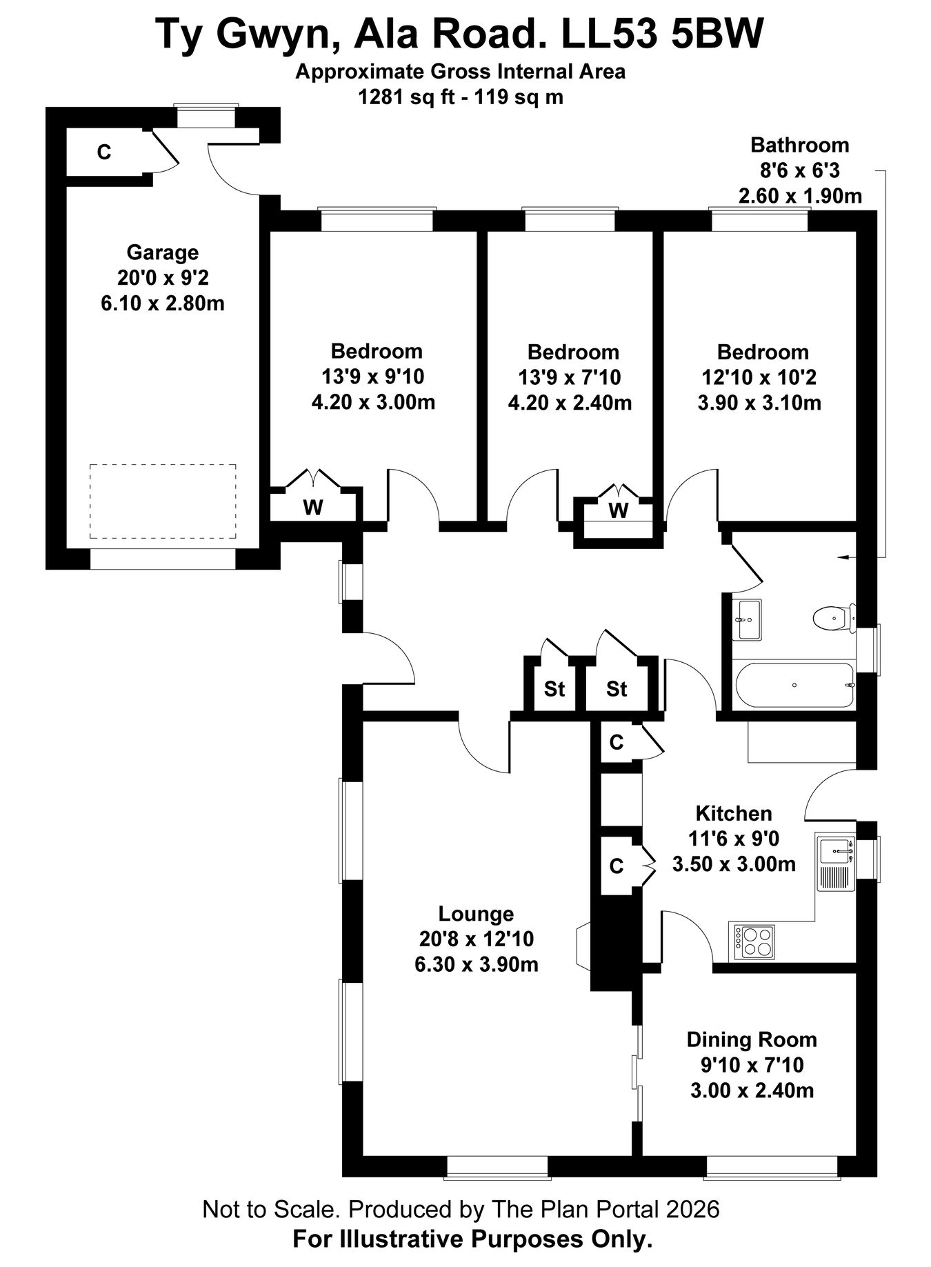 Ty Gwyn, Ala Road, Pwllheli floorplan