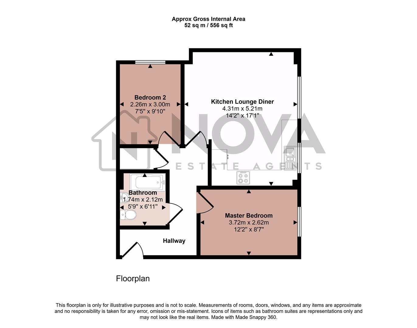 Flat 2, Beret Court, Bongrace Walk, Luton floorplan
