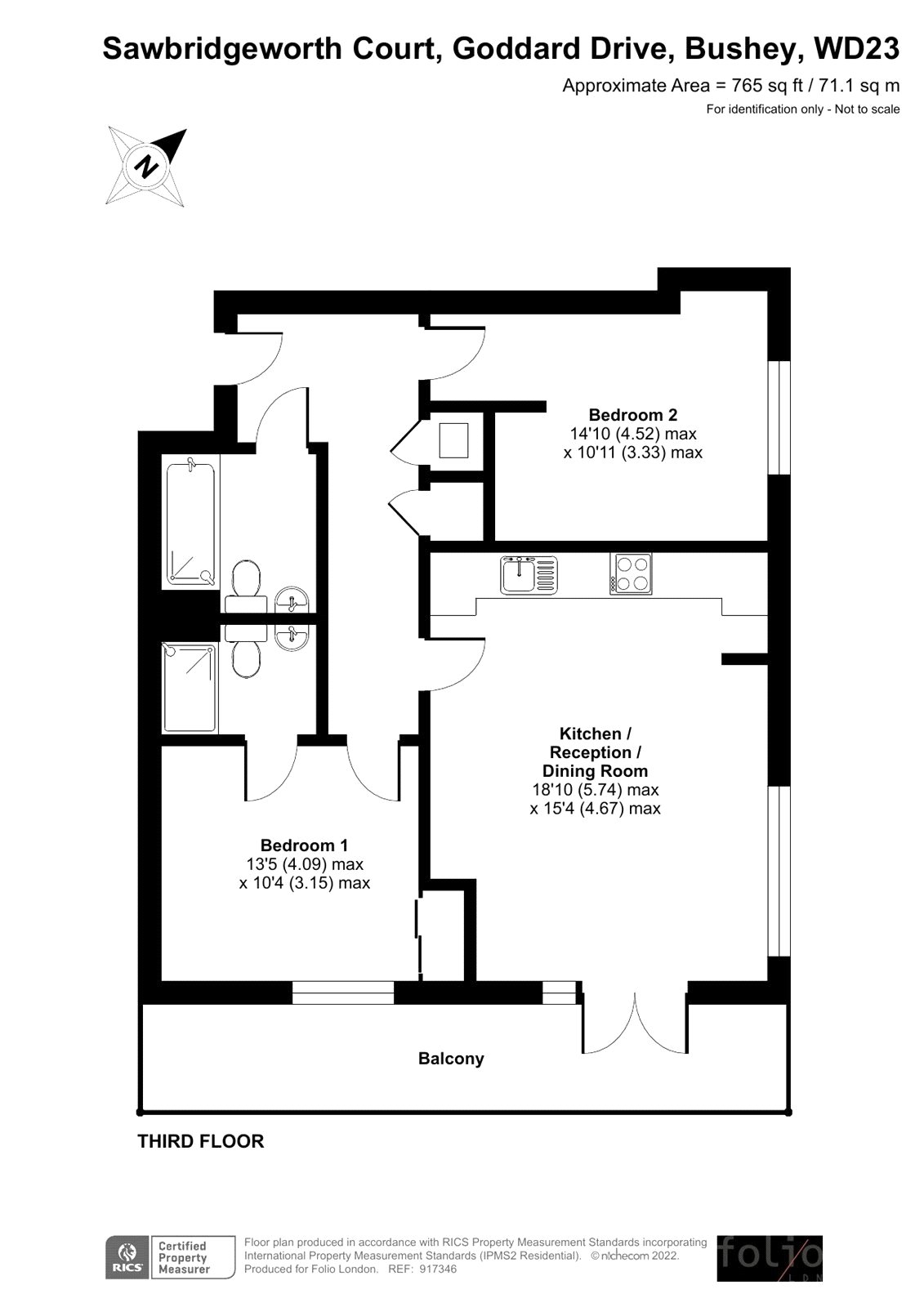 Flat 13, Sawbridgeworth Court,, Goddard Drive, Bushey floorplan