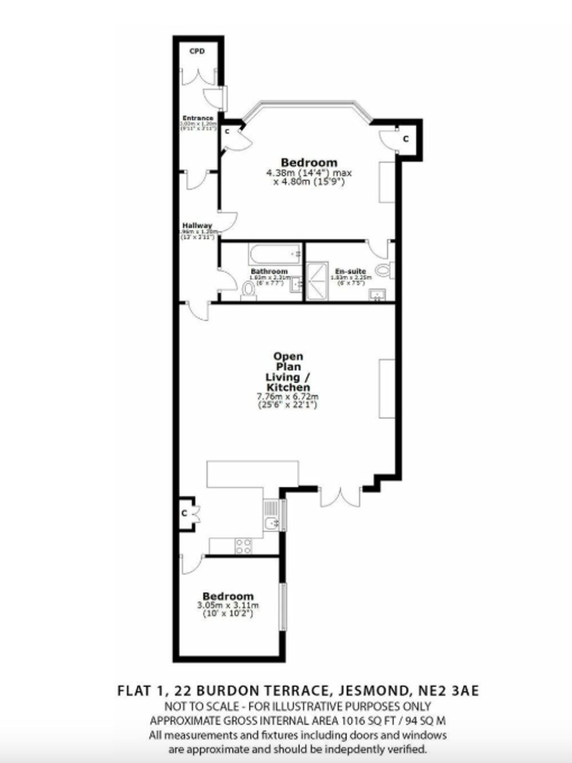 Flat 1, 22 Burdon Terrace, Jesmond, Newcastle upon Tyne floorplan